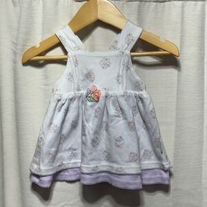 Le Top NWT baby Lilac Floral Print Pima Cotton Dress Sun Hat Set NB 6M